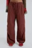 Burgundy Parachute Cargo Pants sold by Jaded London