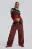 Burgundy Parachute Cargo Pants sold by Jaded London