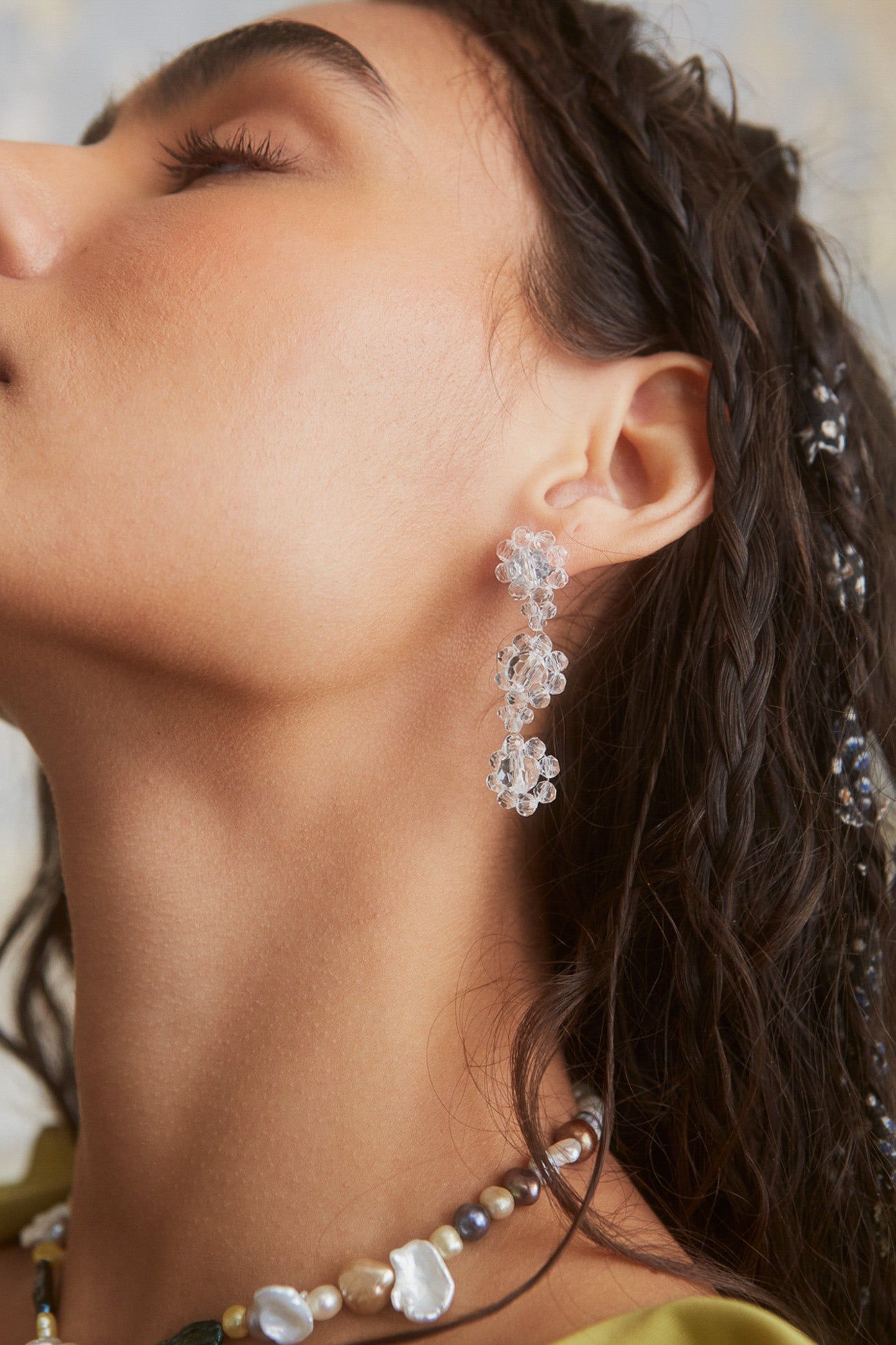 Blossom Earrings In Clear Resin sold by Jaded London