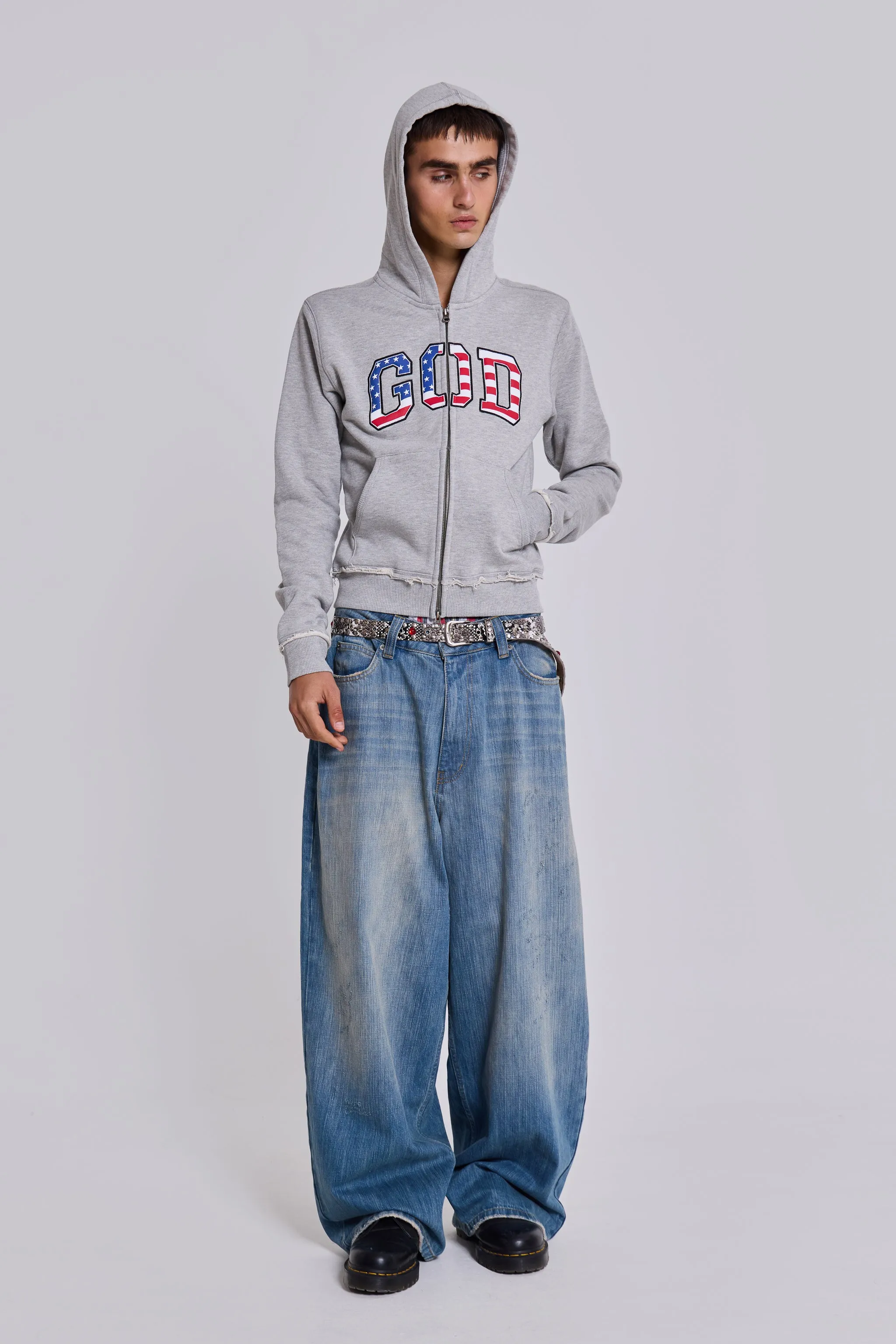 Grey Marl 'God' Mini Monster Hoodie sold by Jaded London product image thumbnail 3