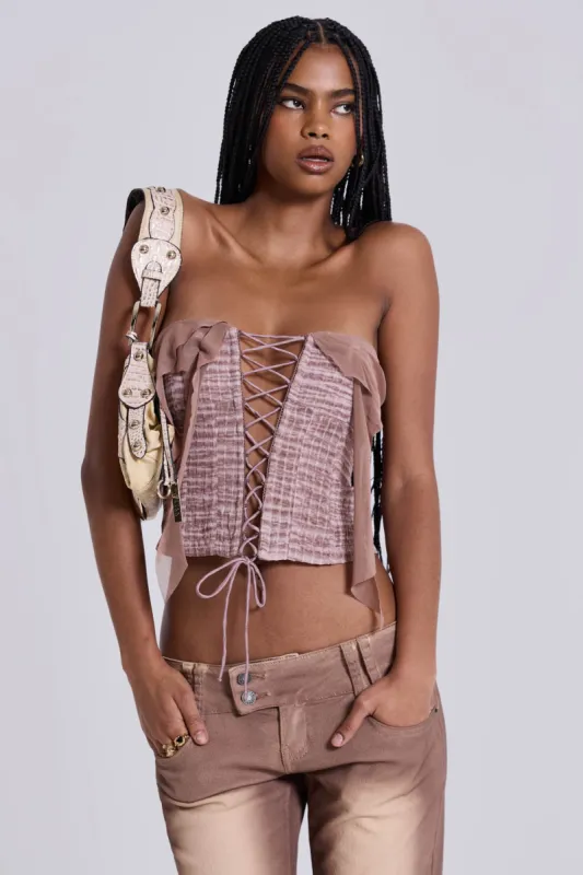 Lone Lace Up Gingham Corset sold by Jaded London