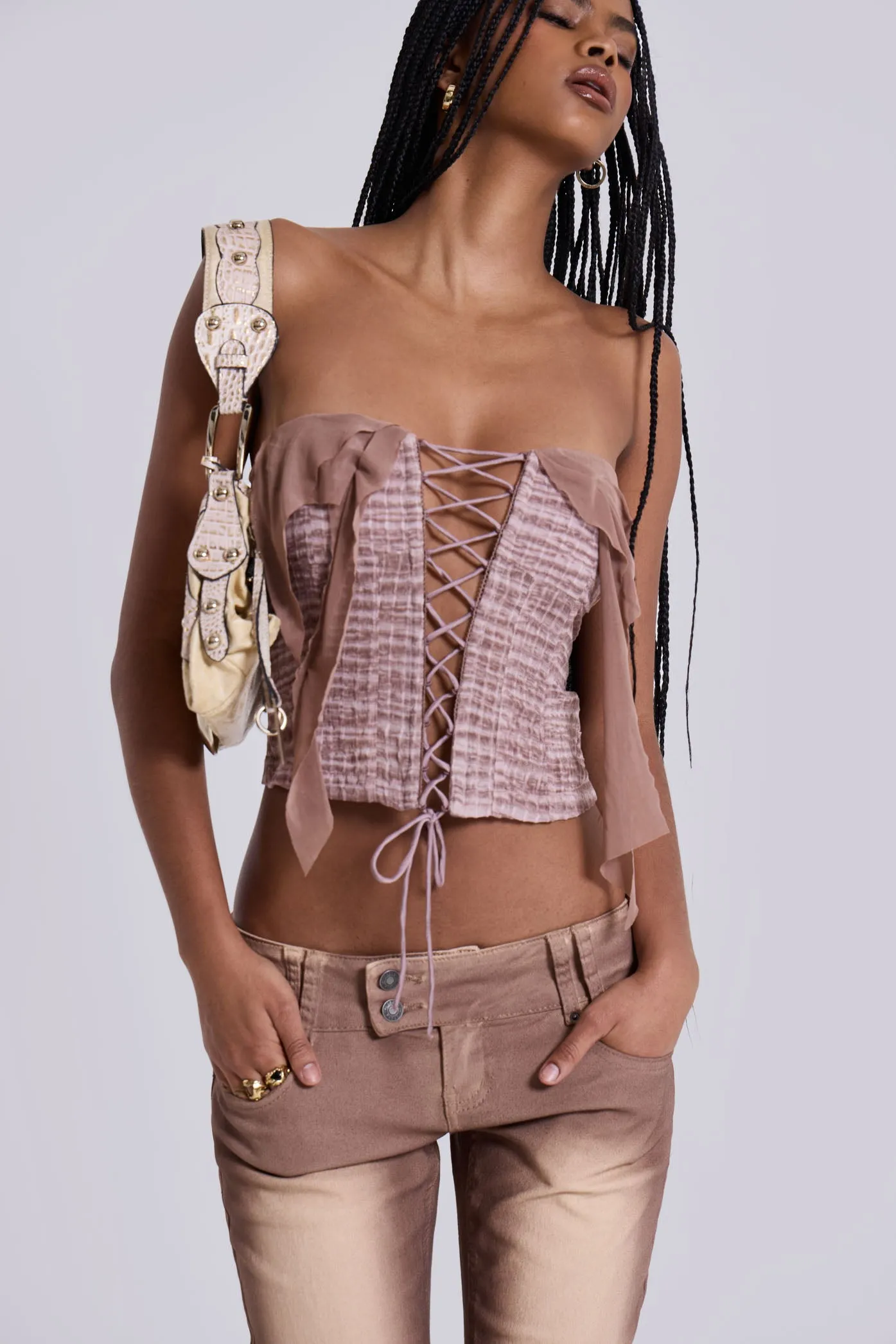 Lone Lace Up Gingham Corset sold by Jaded London product image thumbnail 4