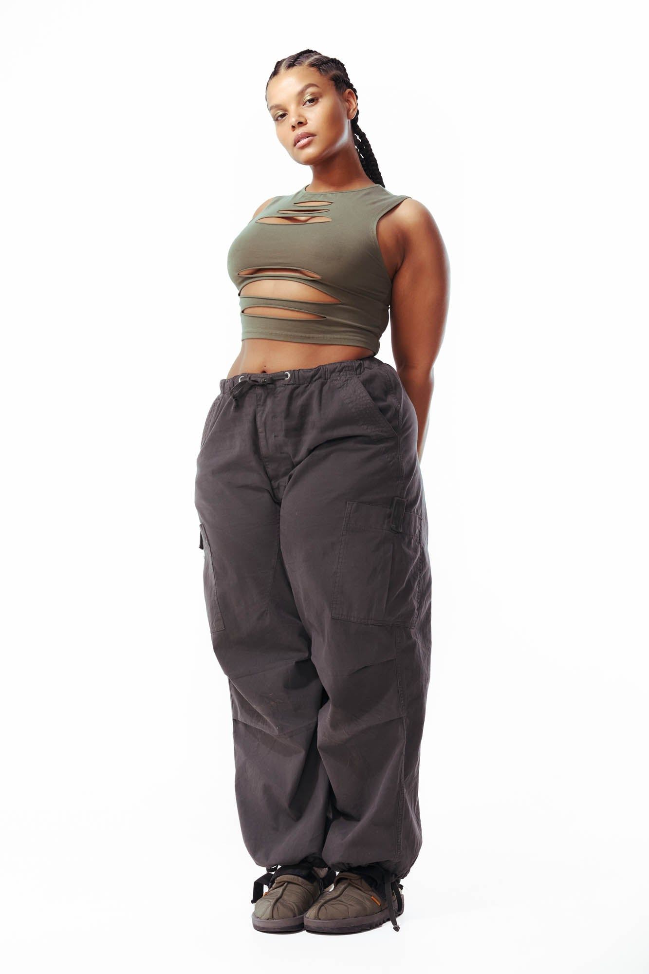 Slash Top In Khaki sold by Jaded London product image thumbnail 3