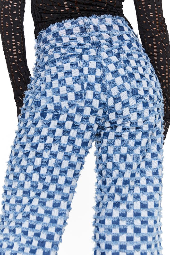 Blue Checkerboard Distressed Boyfriend Jeans sold by Jaded London product image thumbnail 4