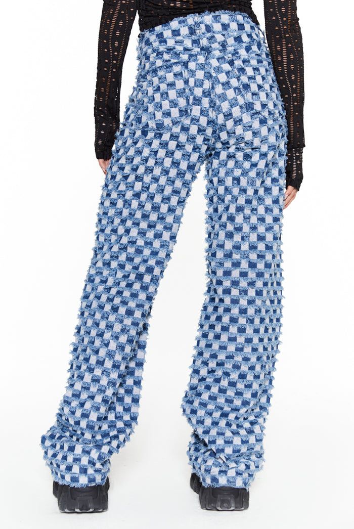 Blue Checkerboard Distressed Boyfriend Jeans sold by Jaded London product image thumbnail 2