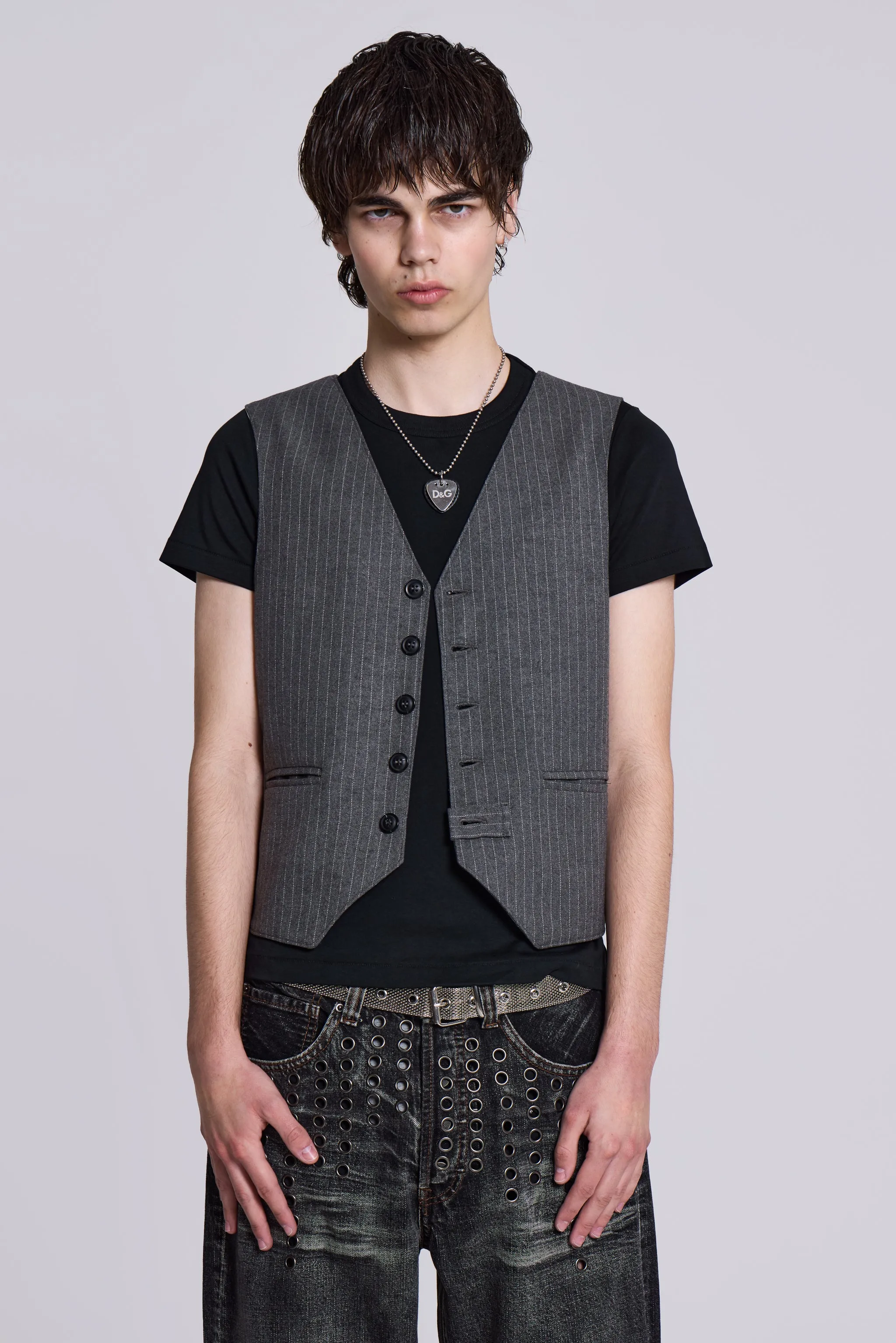 Corey Pinstripe Waistcoat sold by Jaded London product image thumbnail 5