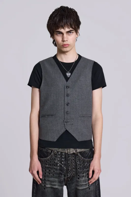 Corey Pinstripe Waistcoat sold by Jaded London