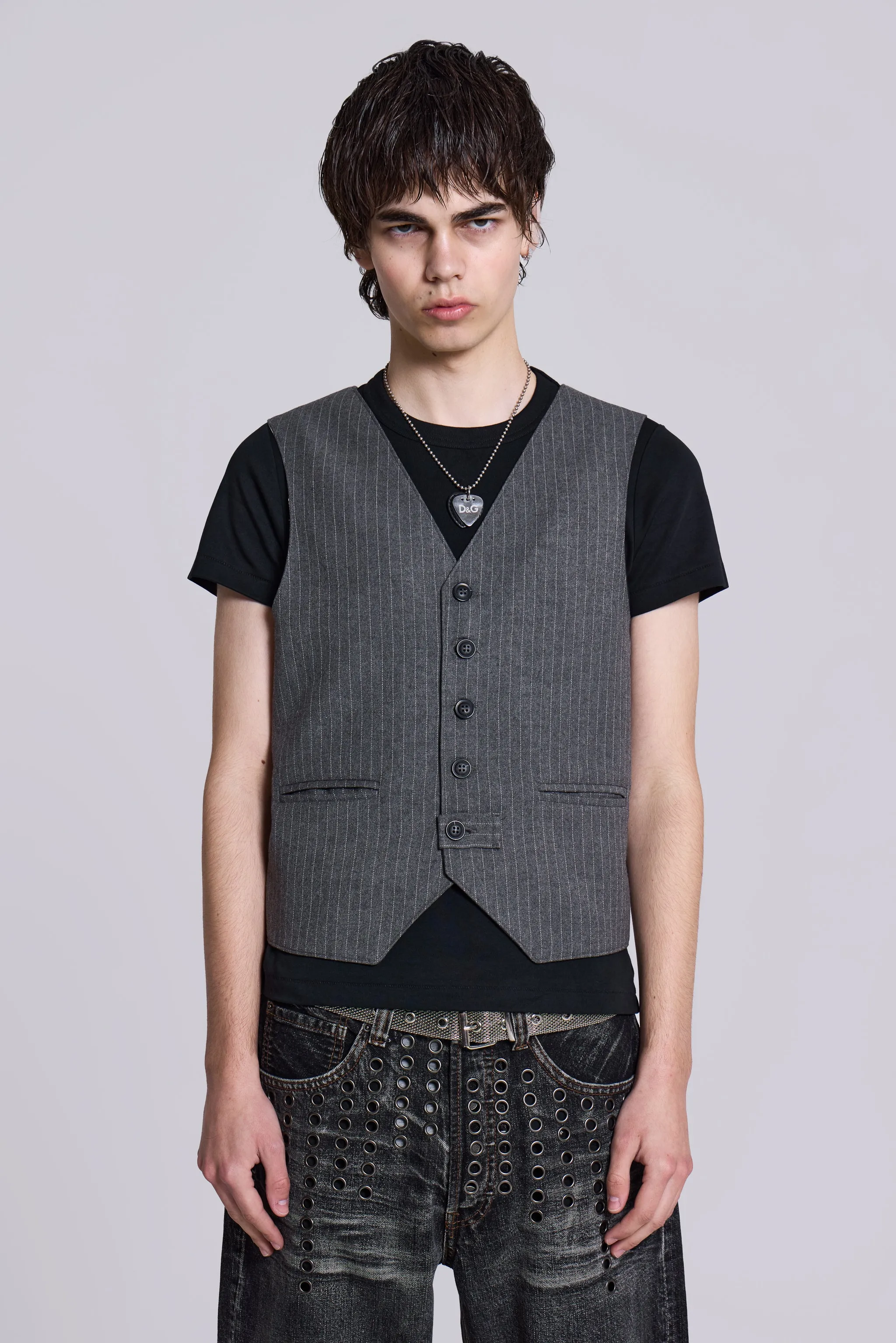 Corey Pinstripe Waistcoat sold by Jaded London