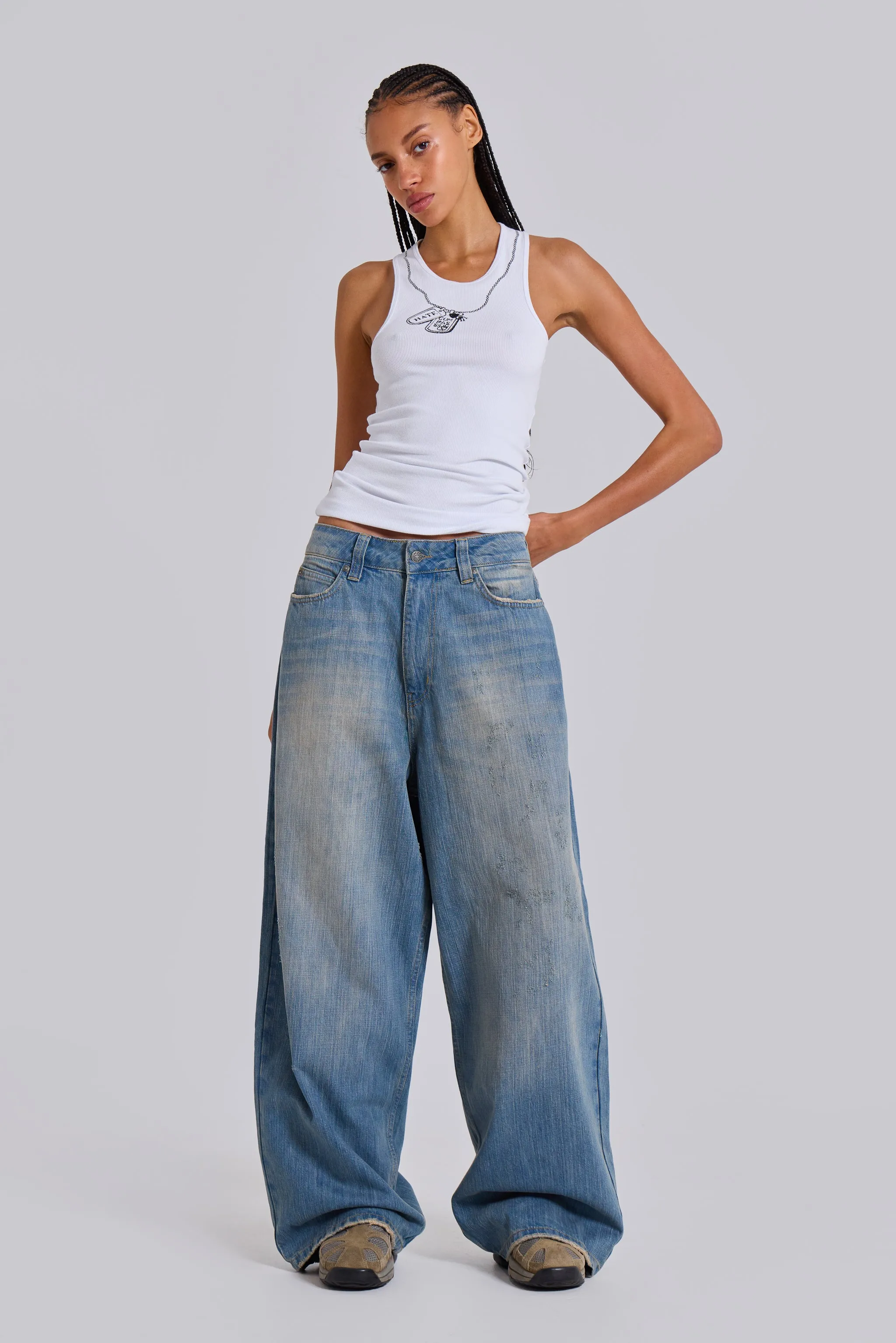 Light Wash Slub XL Colossus Jeans sold by Jaded London product image thumbnail 4