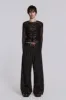 Black Pinstripe Goliath Suit Pants sold by Jaded London