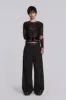 Black Pinstripe Goliath Suit Pants sold by Jaded London
