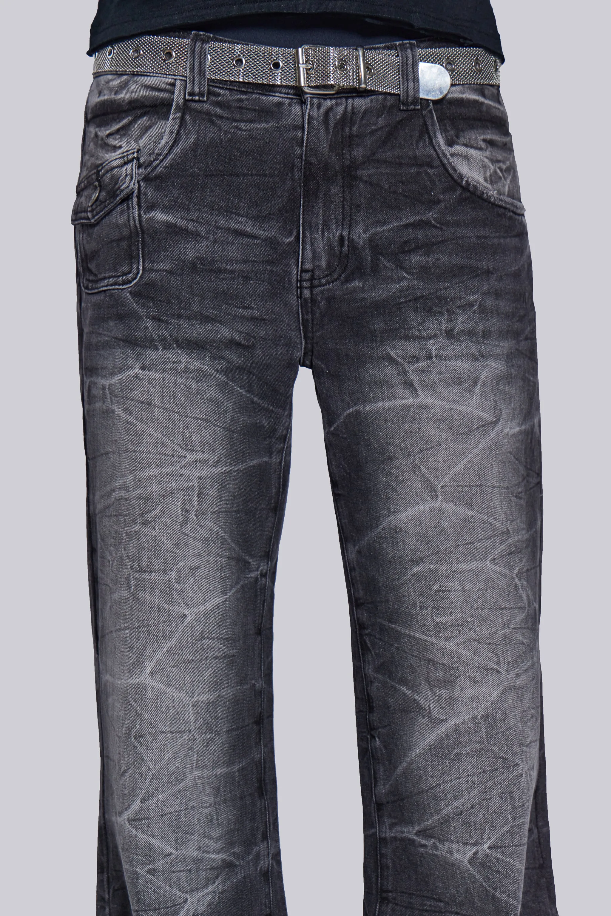 Black Crease Blaze Flared Jeans sold by Jaded London product image thumbnail 4
