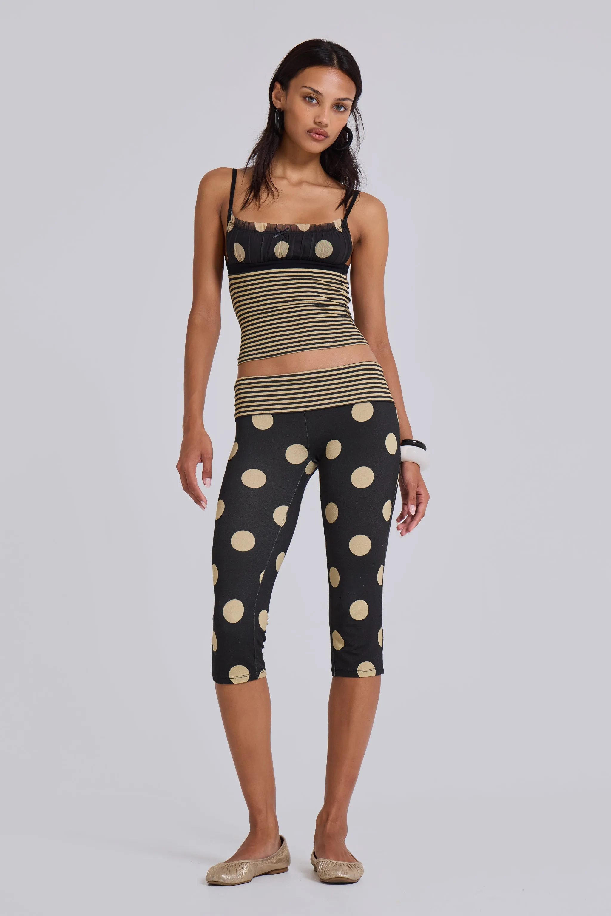 Lola Foldover Capris in Polkadot Stripe sold by Jaded London product image thumbnail 3