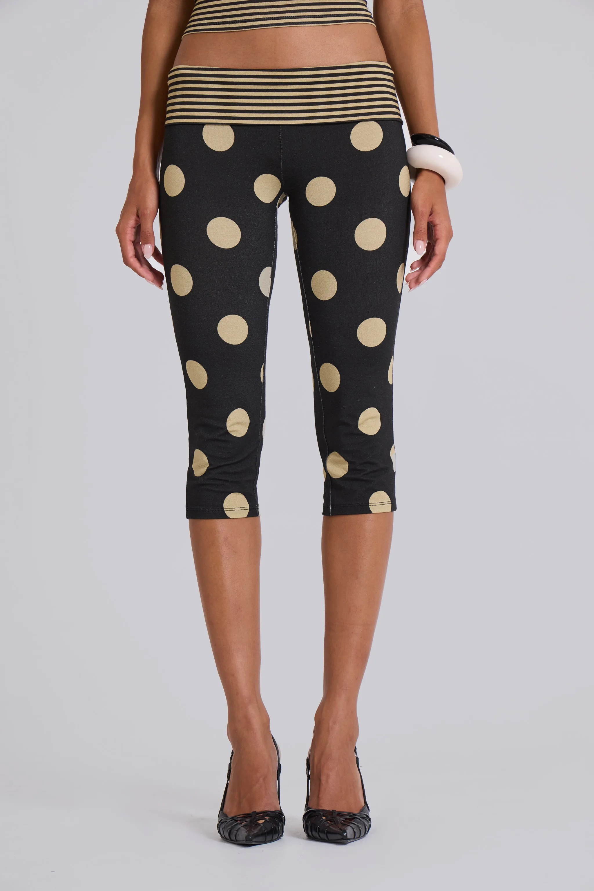 Lola Foldover Capris in Polkadot Stripe sold by Jaded London product image thumbnail 5