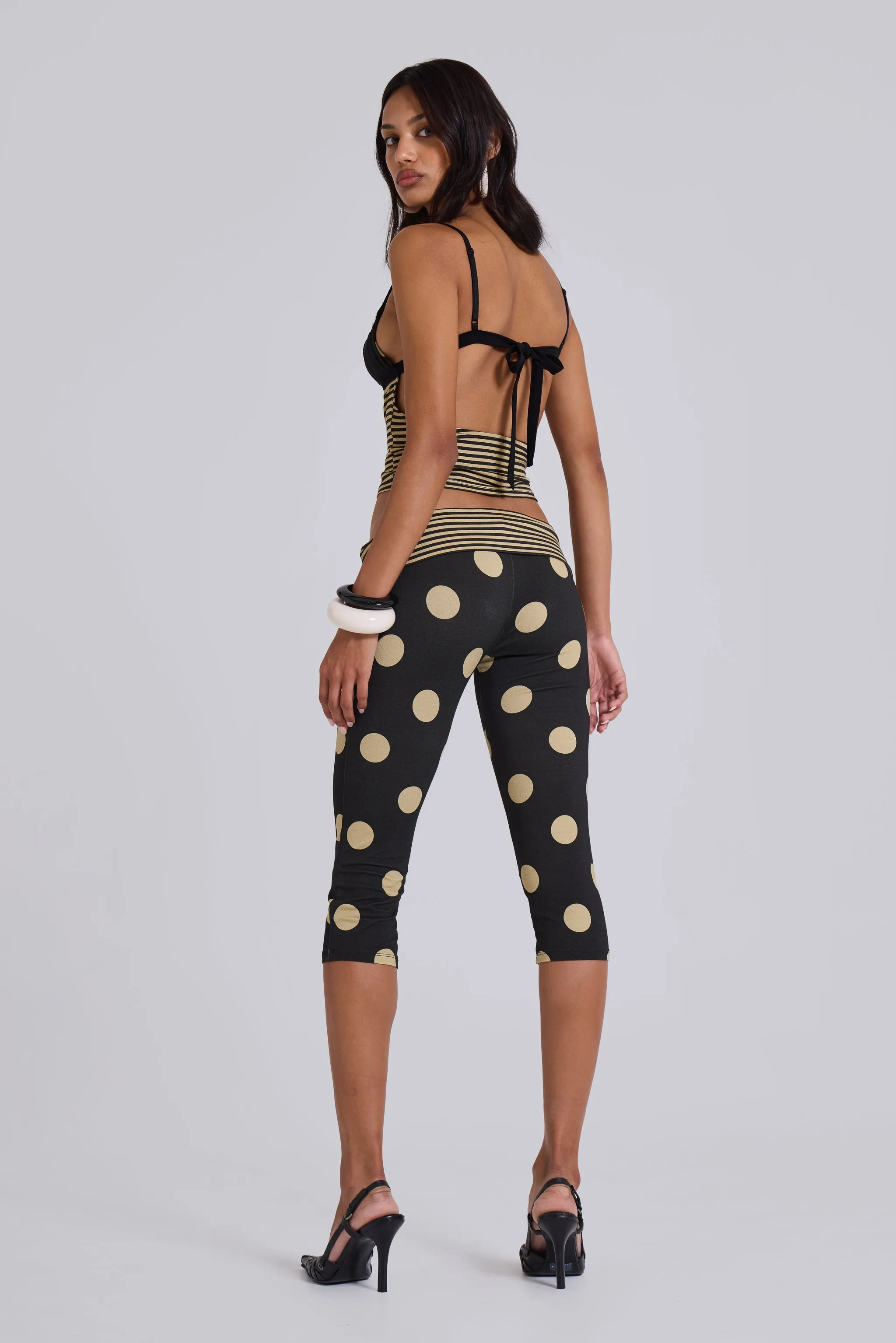 Lola Foldover Capris in Polkadot Stripe sold by Jaded London product image thumbnail 2
