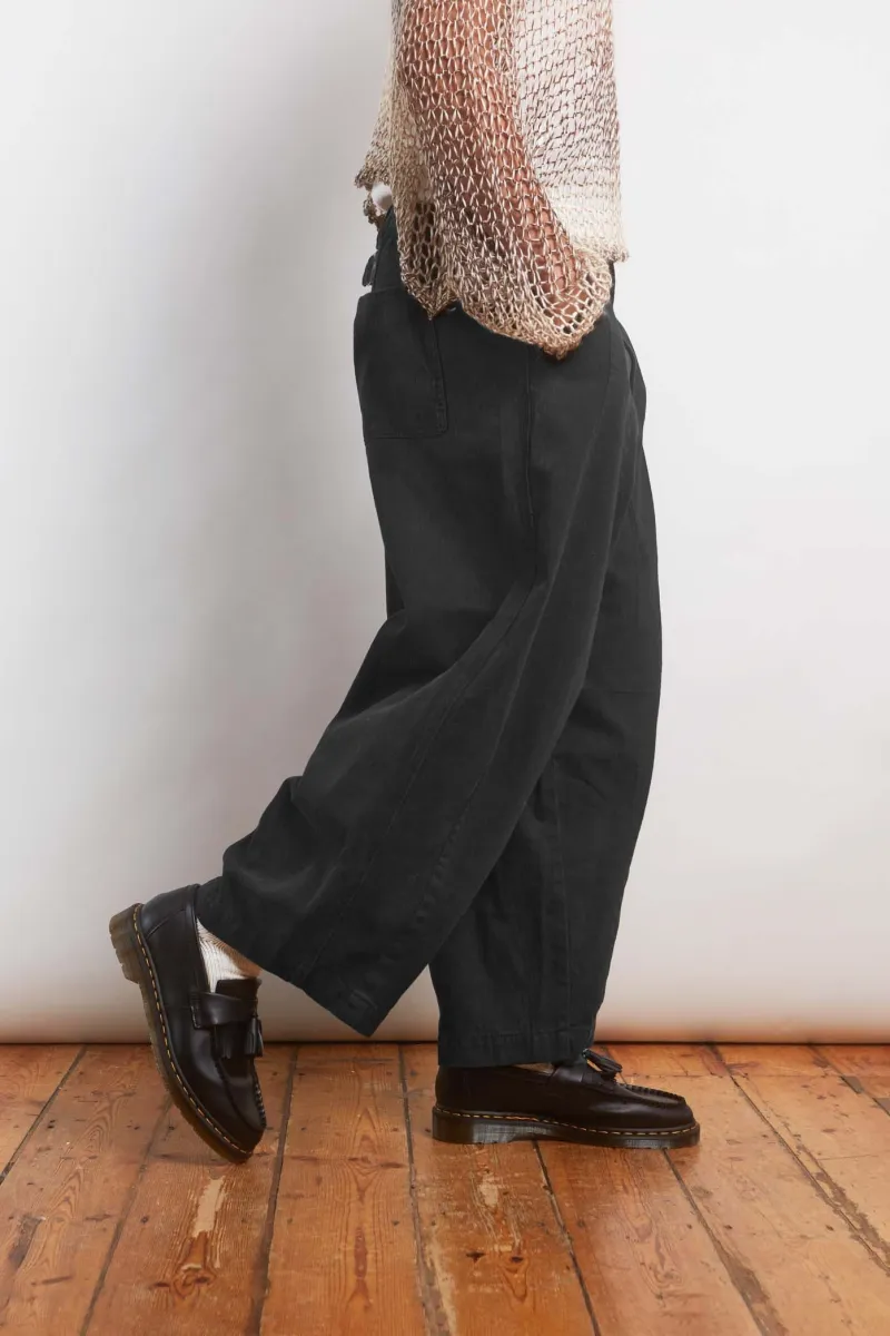 【BAON】Olit Two Button Banding Wide Balloon Pants Black Balloon Pants | Parallel