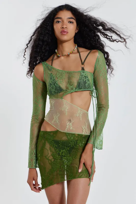 Siren Mini Dress In Green sold by Jaded London