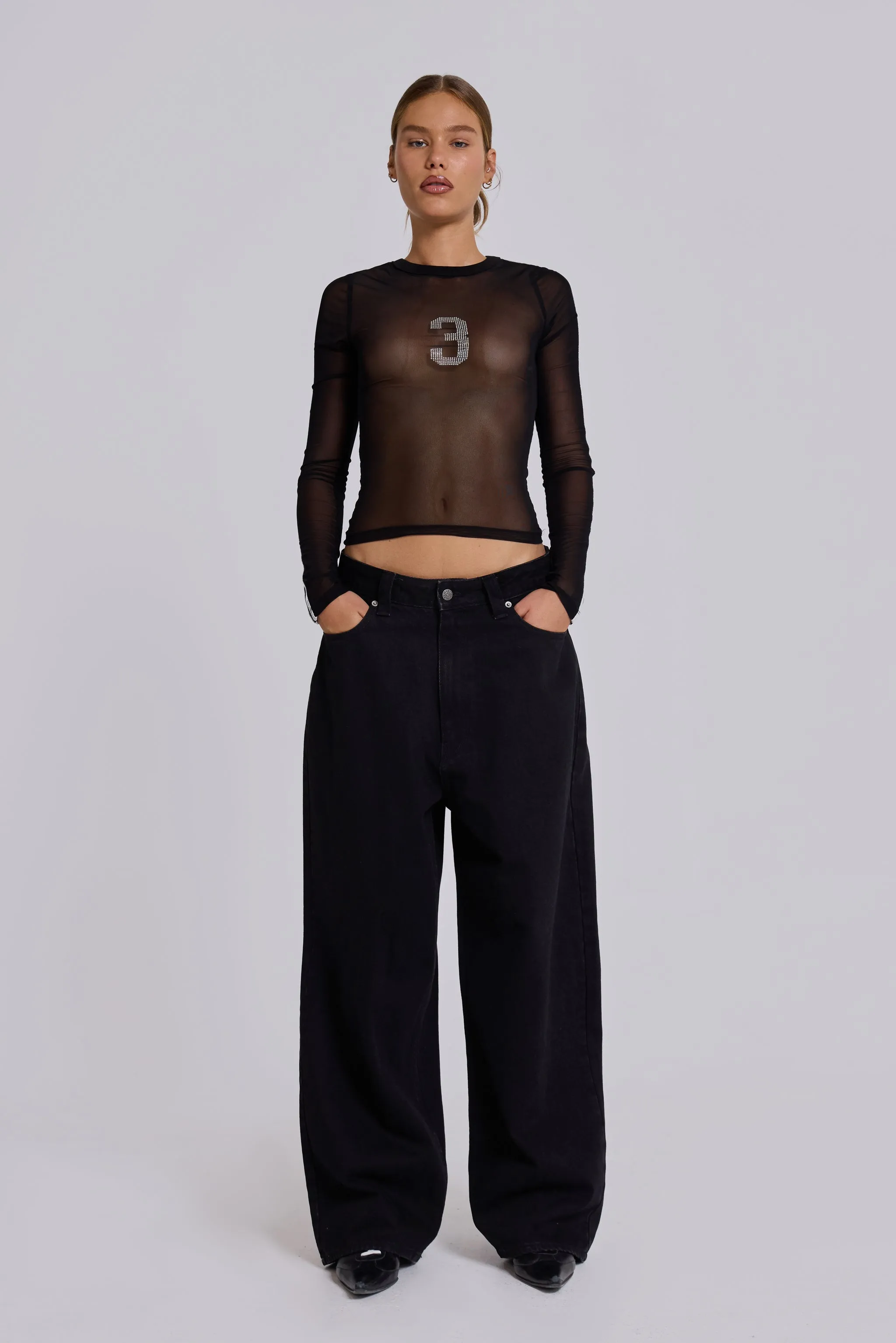 3’S A Crowd Diamante Mesh Top sold by Jaded London product image thumbnail 2