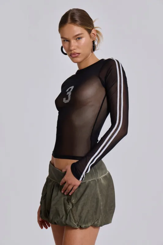 3’S A Crowd Diamante Mesh Top sold by Jaded London
