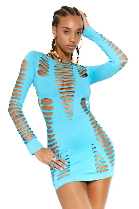 Montego Dress in Aqua Powder Blue sold by Jaded London