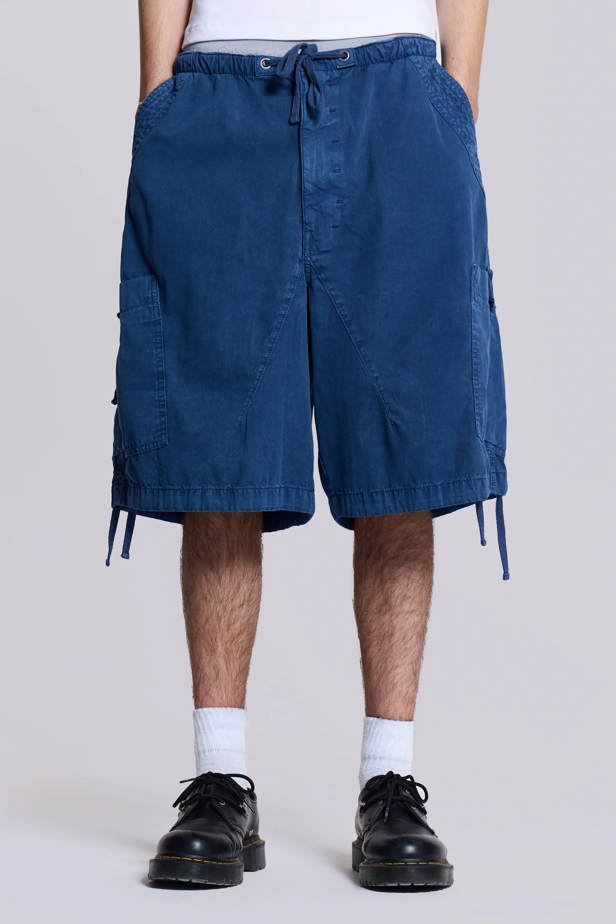 Washed Navy Parachute Short sold by Jaded London