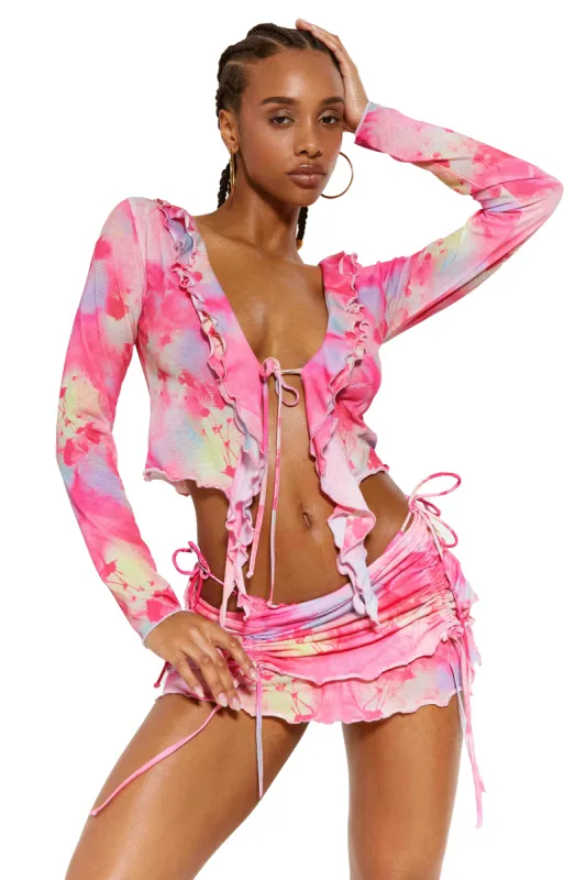Azalea Ruffle Neck Beach Shirt sold by Jaded London