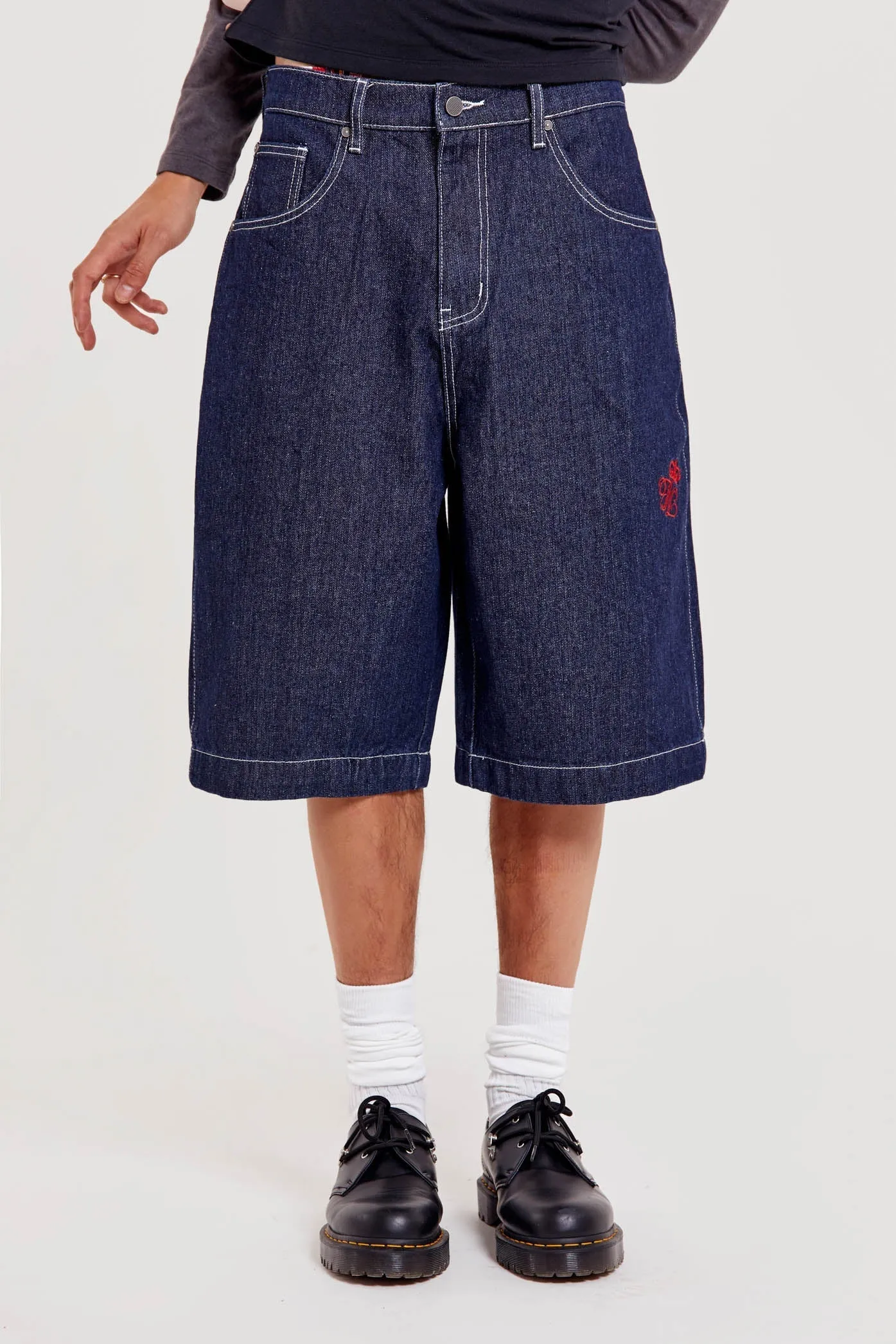 Jumbo Denim Jorts sold by Jaded London
