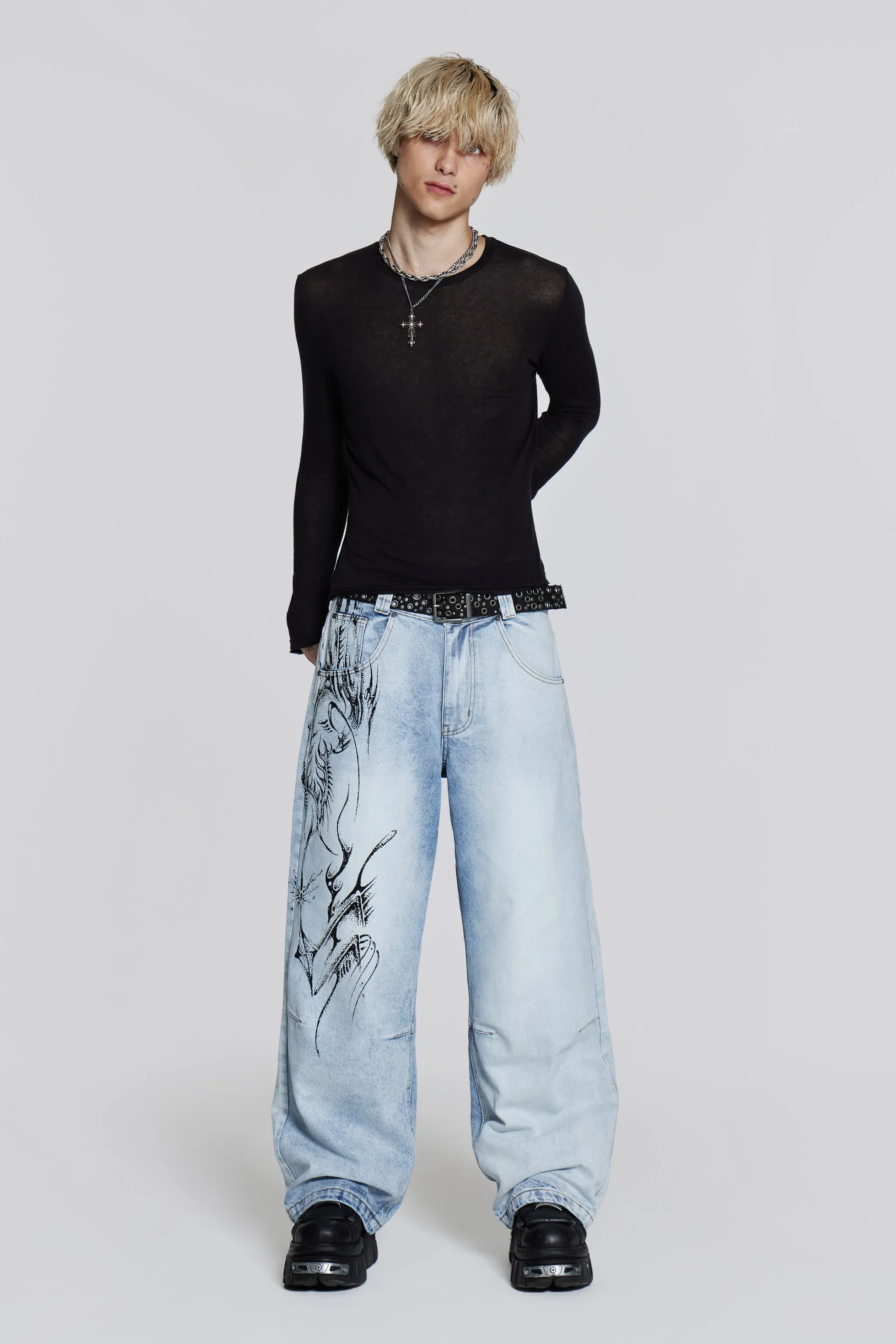 Blue Decal Colossus Jeans sold by Jaded London product image thumbnail 3