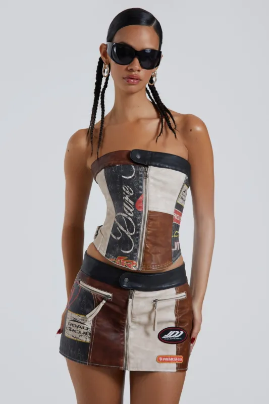 Daytona Vegan Leather Corset Top sold by Jaded London