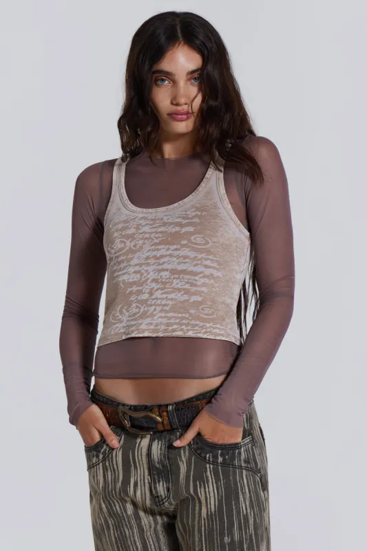 Lia Top in Taupe sold by Jaded London