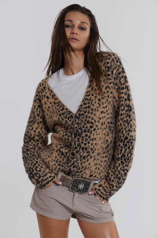 Leopard Chuck Cardigan sold by Jaded London