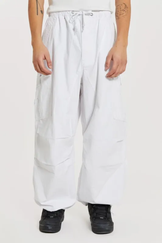 Pure White Parachute Cargo Pants sold by Jaded London