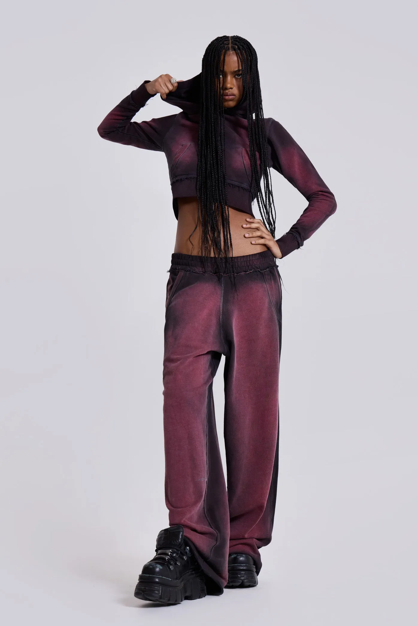 Deep Red Fade Baggy Monster Joggers sold by Jaded London product image thumbnail 3