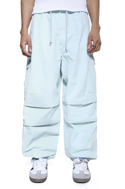 Powder Blue Parachute Cargo Pants sold by Jaded London