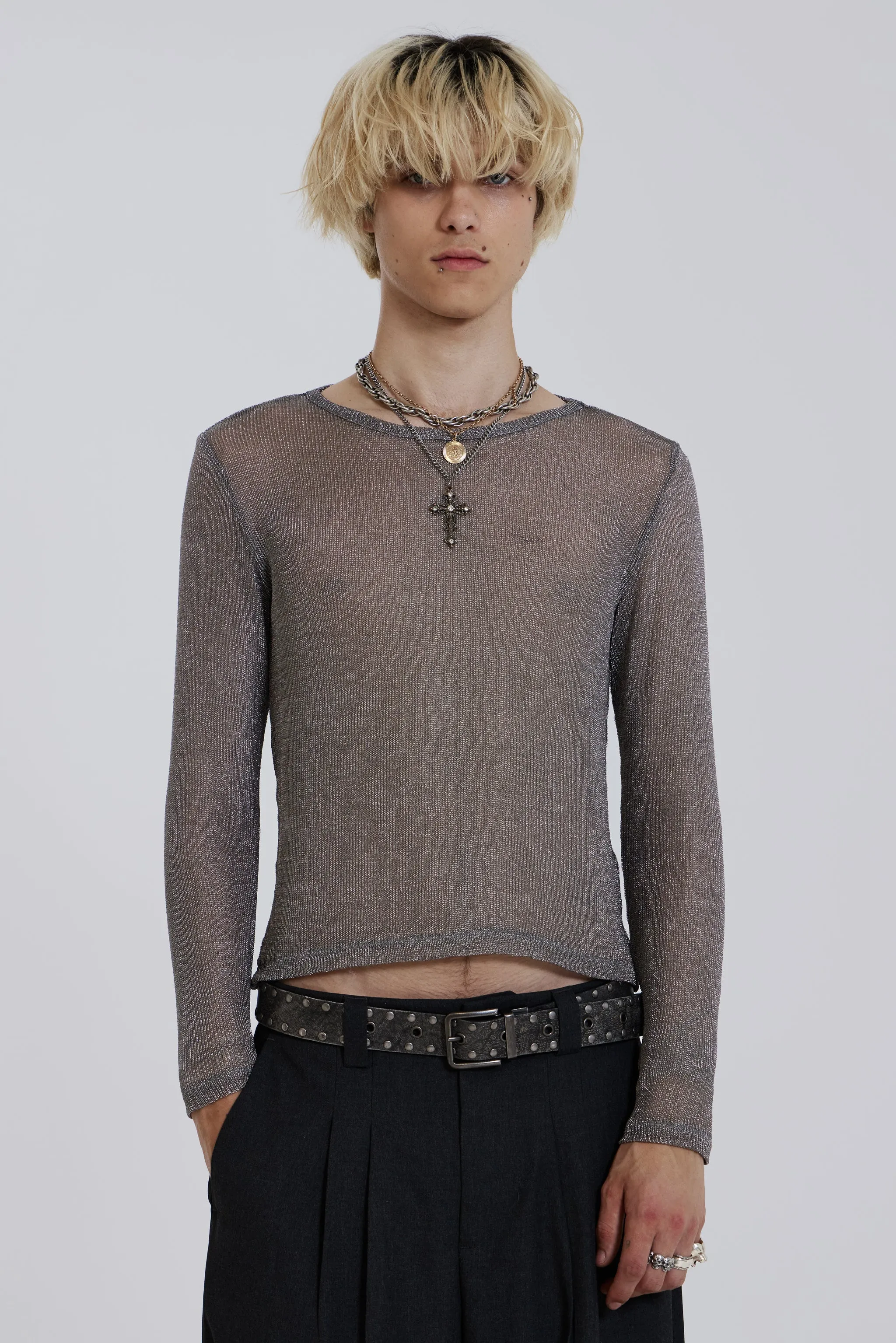 Platinum Mesh Knit sold by Jaded London