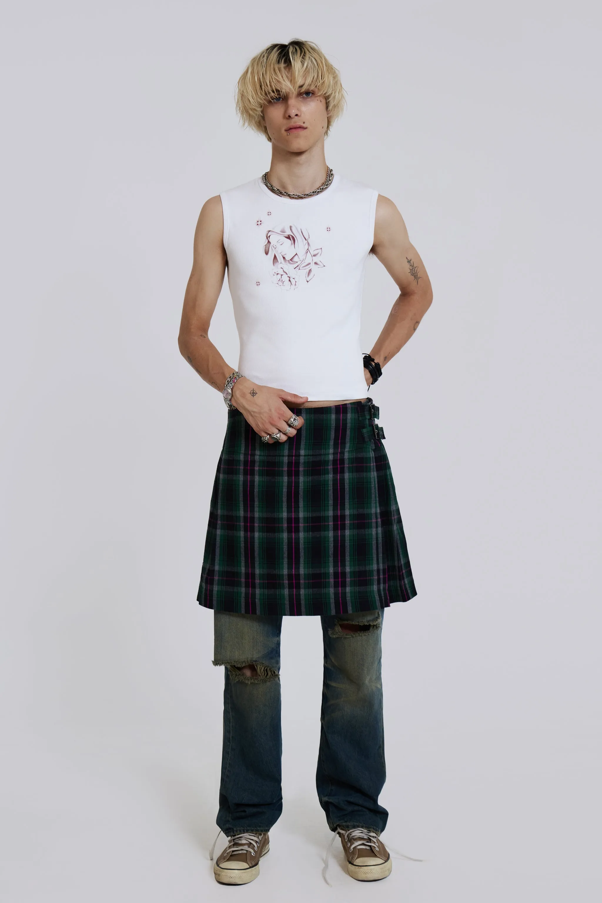Green Check Mini Fraser Kilt sold by Jaded London product image thumbnail 3
