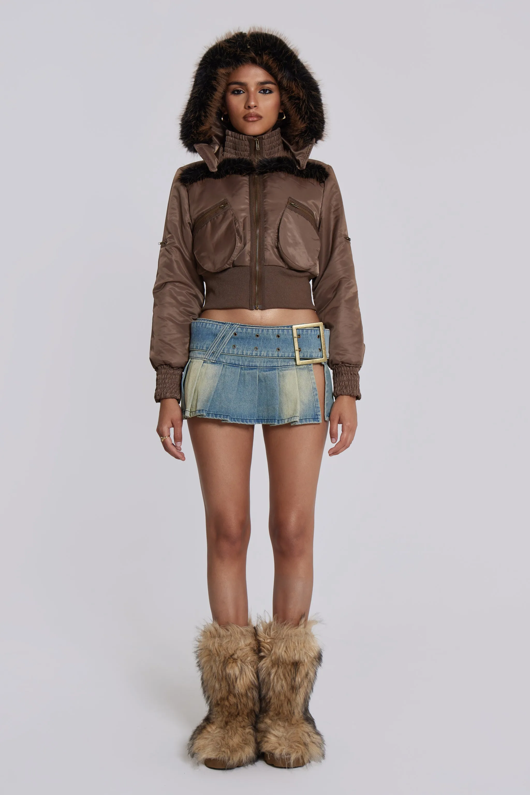 Lennux Faux Fur Bomber Jacket sold by Jaded London product image thumbnail 2