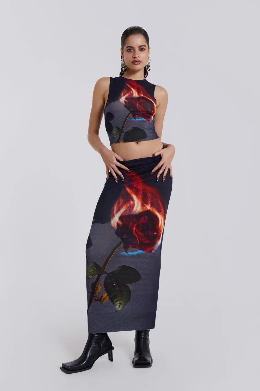 Flaming Rose Raw Edge Tank Top sold by Jaded London product image thumbnail 3