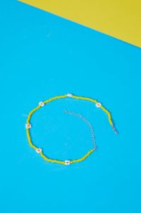 Yellow Beaded Daisy Necklace sold by Jaded London
