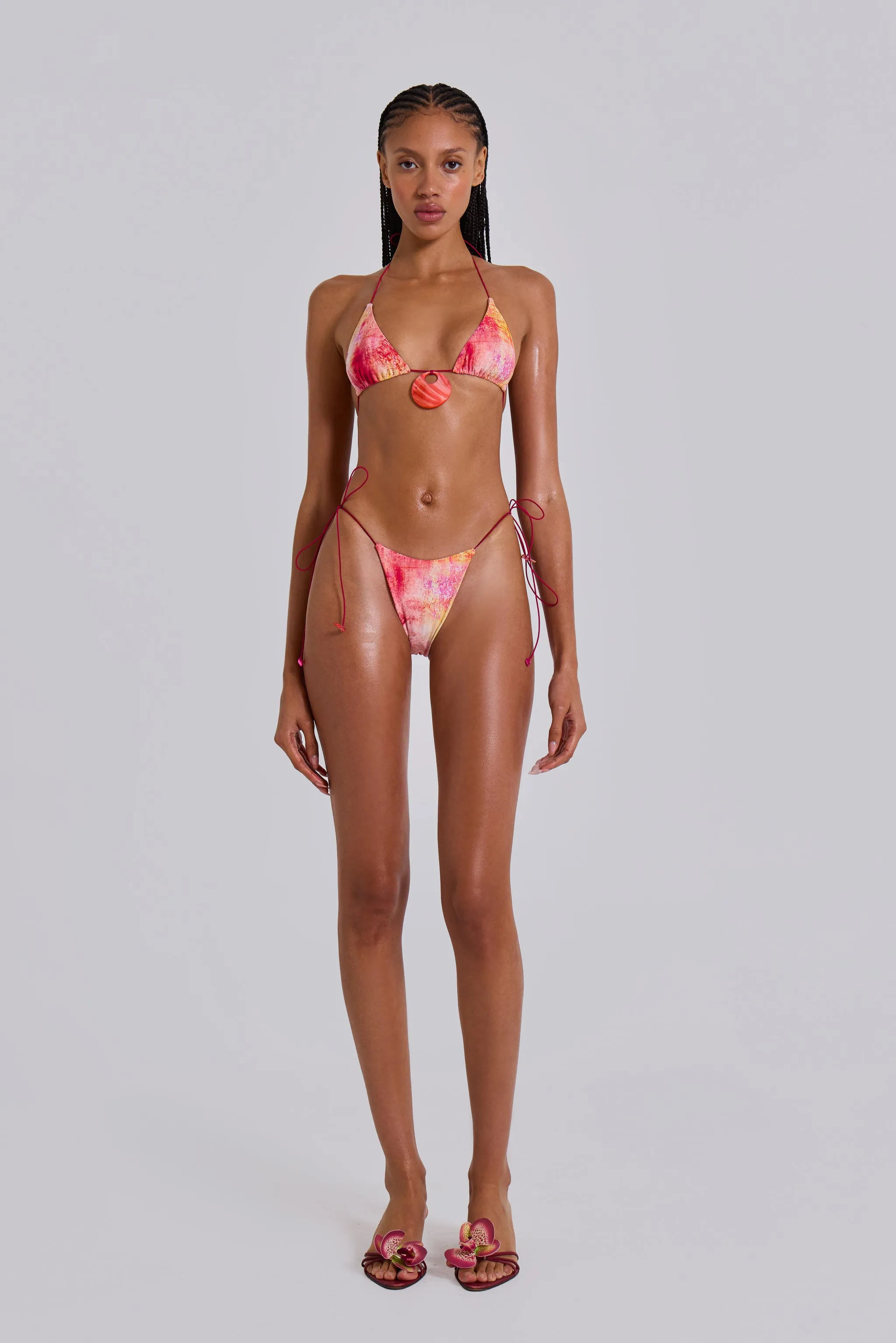 Cantha Micro Triangle Bikini Top With Shell Trim in Sunset sold by Jaded London product image thumbnail 3