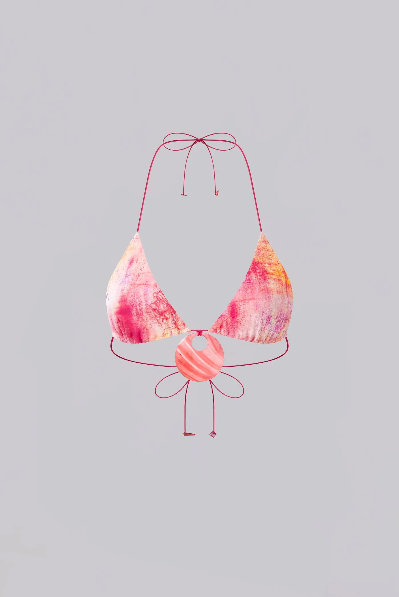 Cantha Micro Triangle Bikini Top With Shell Trim in Sunset sold by Jaded London product image thumbnail 4