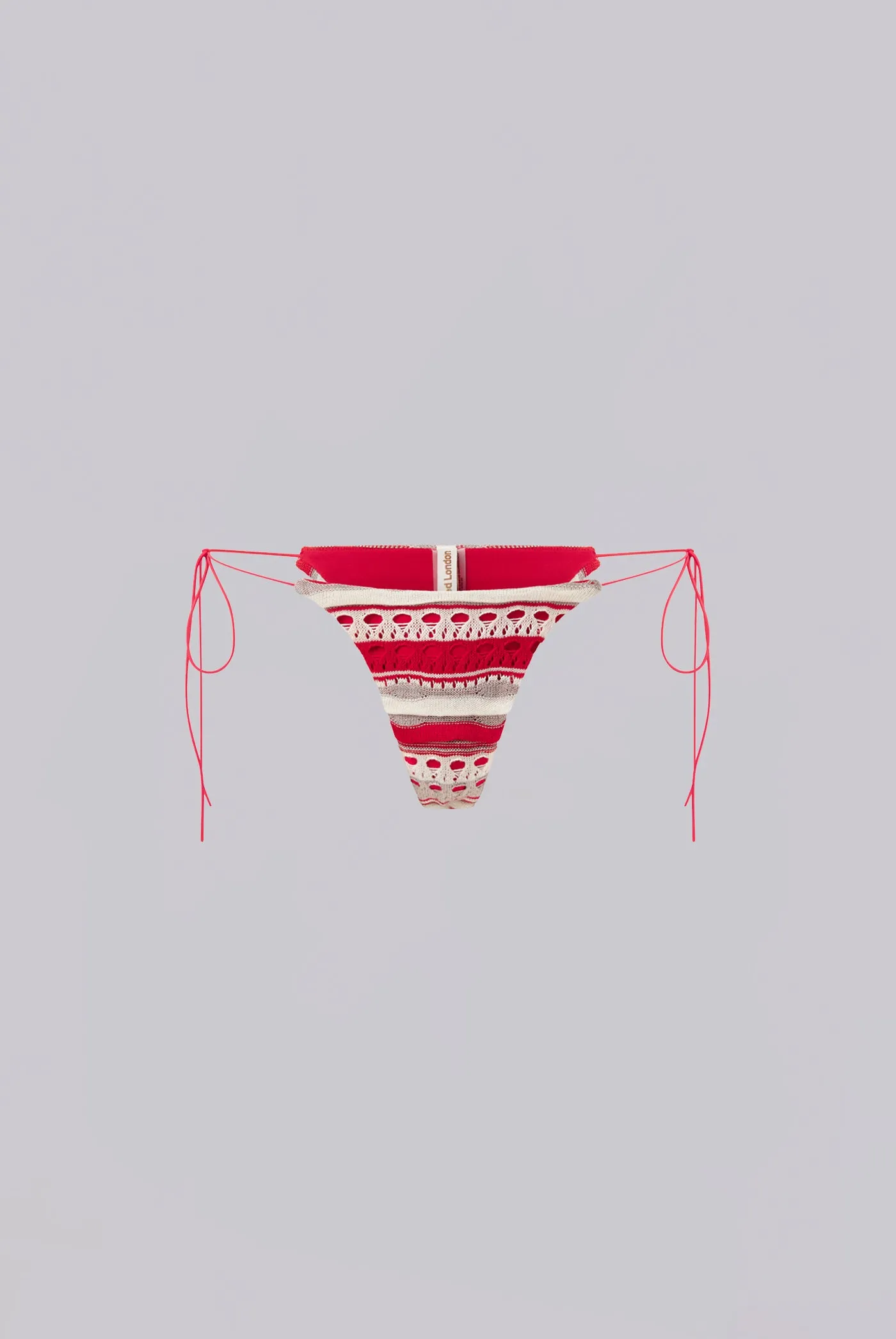 Cata Red Stripe Micro Ruffle Knit Bikini Bottoms sold by Jaded London product image thumbnail 4