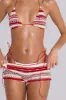 Cata Red Stripe Micro Ruffle Knit Bikini Bottoms sold by Jaded London