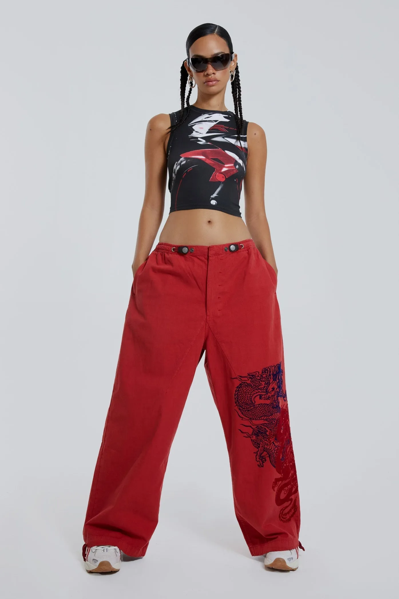 NY Dragon Flock Cargo Pants In Red sold by Jaded London product image thumbnail 5