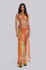 Mari Asymmetric Maxi Skirt With Rattan Trim sold by Jaded London