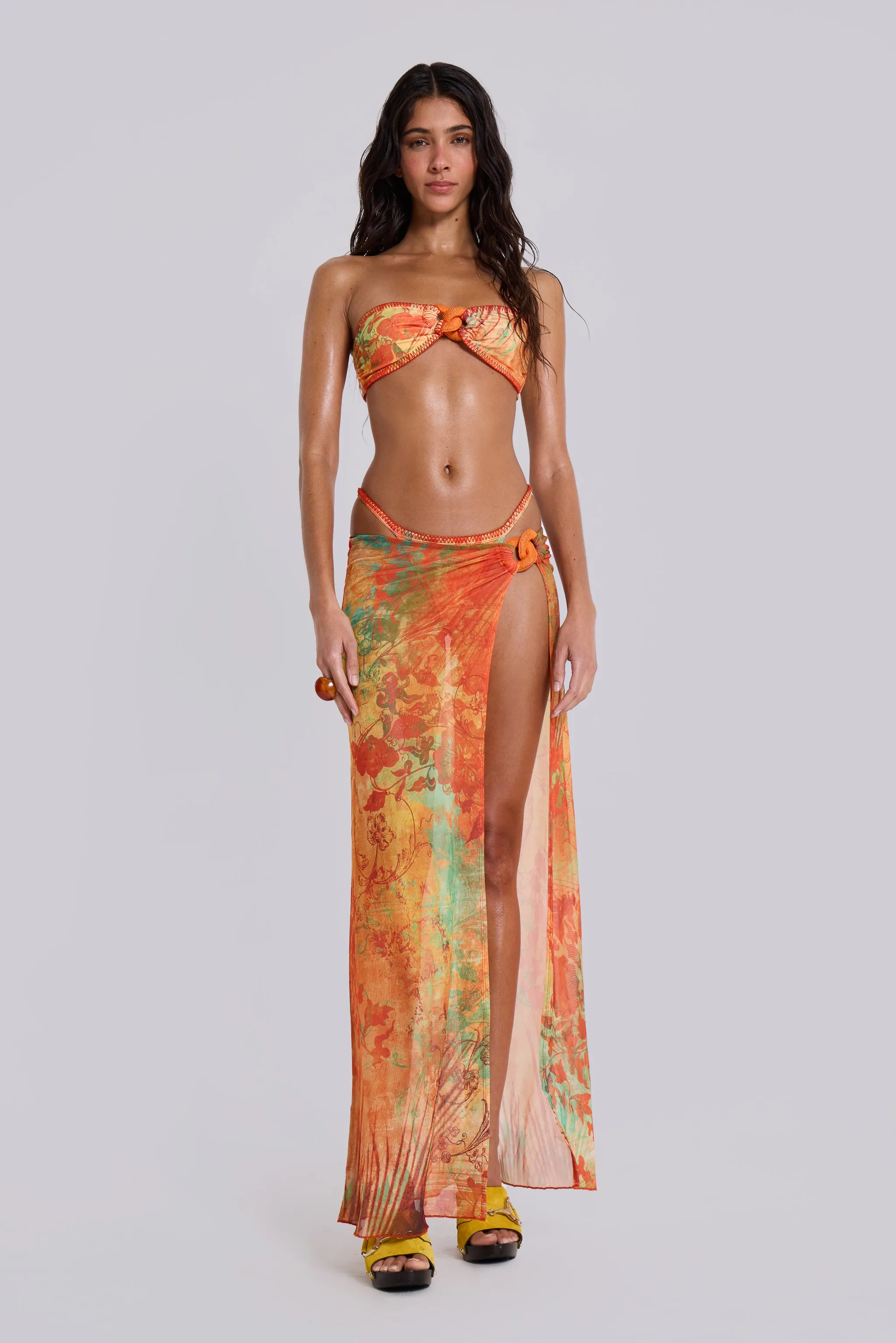 Mari Asymmetric Maxi Skirt With Rattan Trim sold by Jaded London product image thumbnail 5