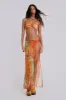 Mari Asymmetric Maxi Skirt With Rattan Trim sold by Jaded London