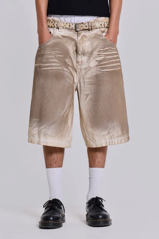 Sand Oil Wash Colossus Jorts sold by Jaded London