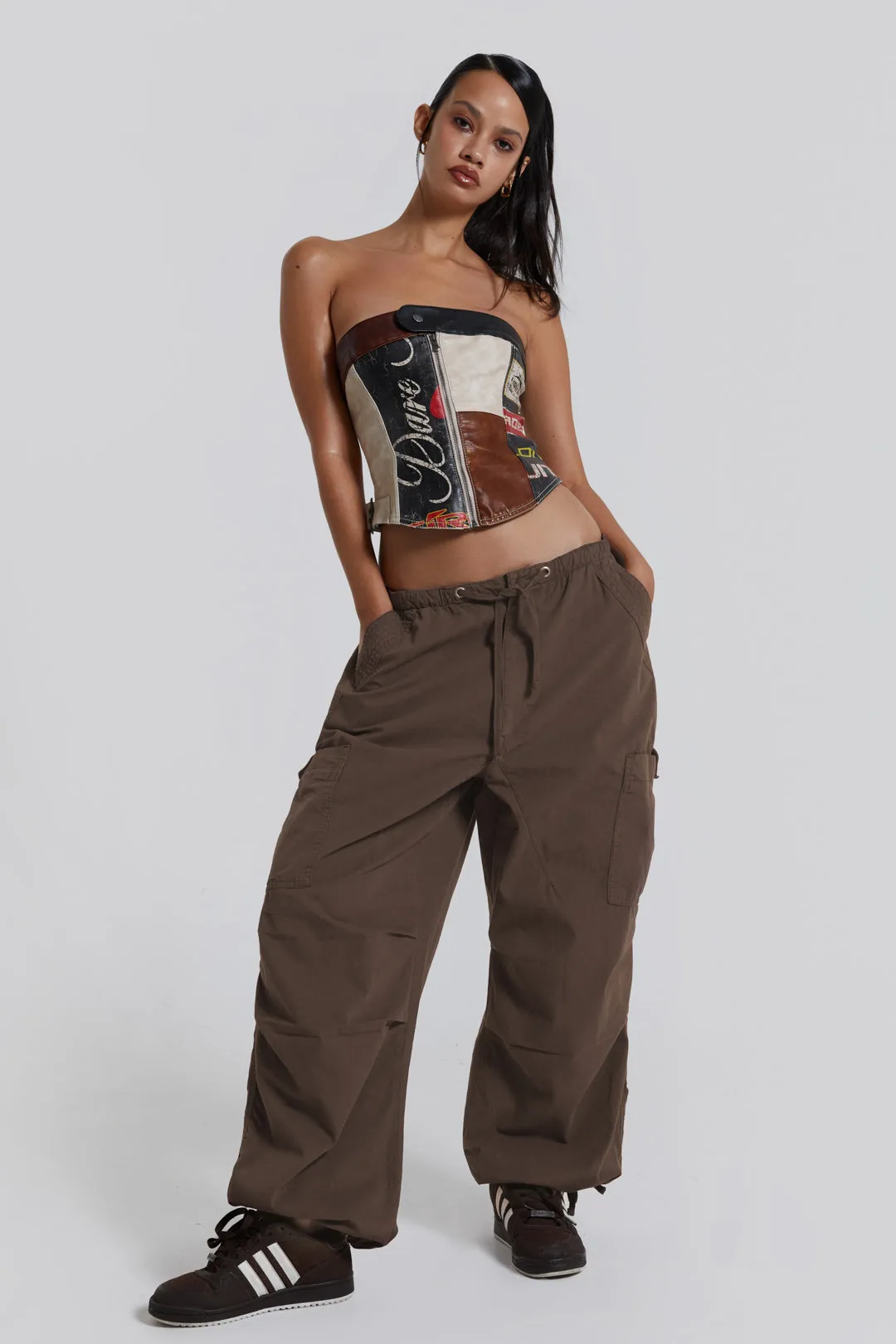 Brown Parachute Cargo Pants sold by Jaded London