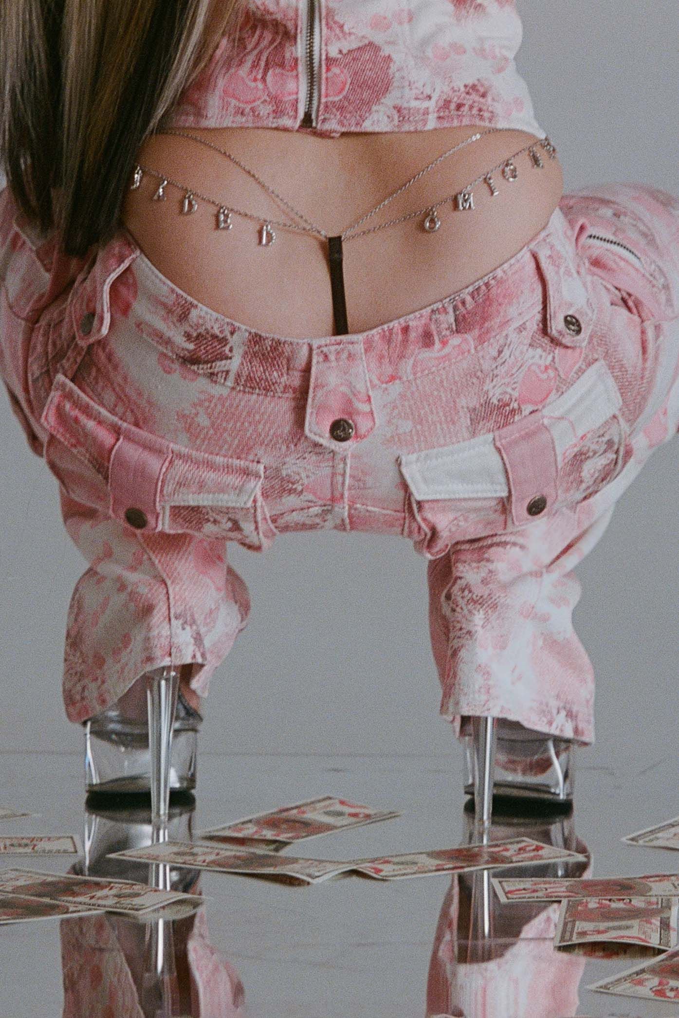 Cherry Babygirl Denim Cargo Trousers sold by Jaded London product image thumbnail 2